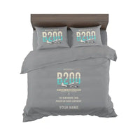 Thumbnail for Beechcraft King Air B200 - Original + Name - Bedding Set - Gray