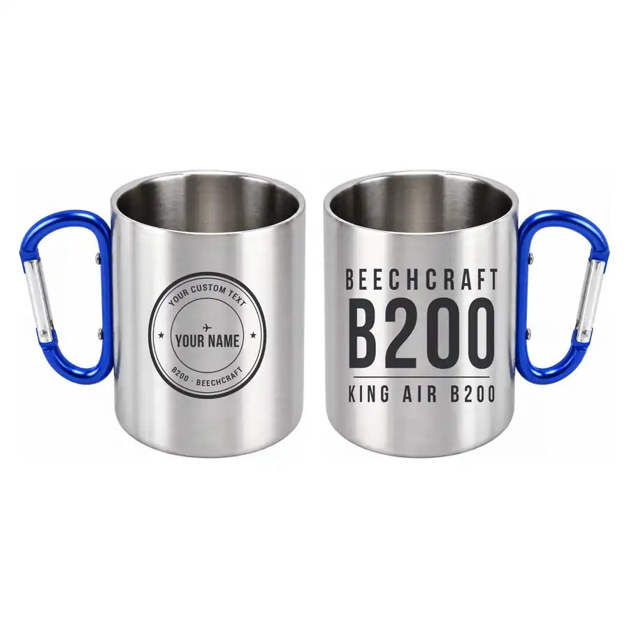 Beechcraft King Air B200 - Outdoors Mug - Tag + Name - Blue
