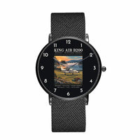 Thumbnail for Beechcraft King Air B200 - Poster - Slim Mesh - Black and Stainless Steel Strap