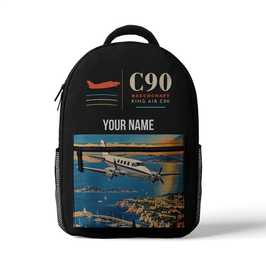 Beechcraft King Air C90 - 3D Backpack - Black + Name