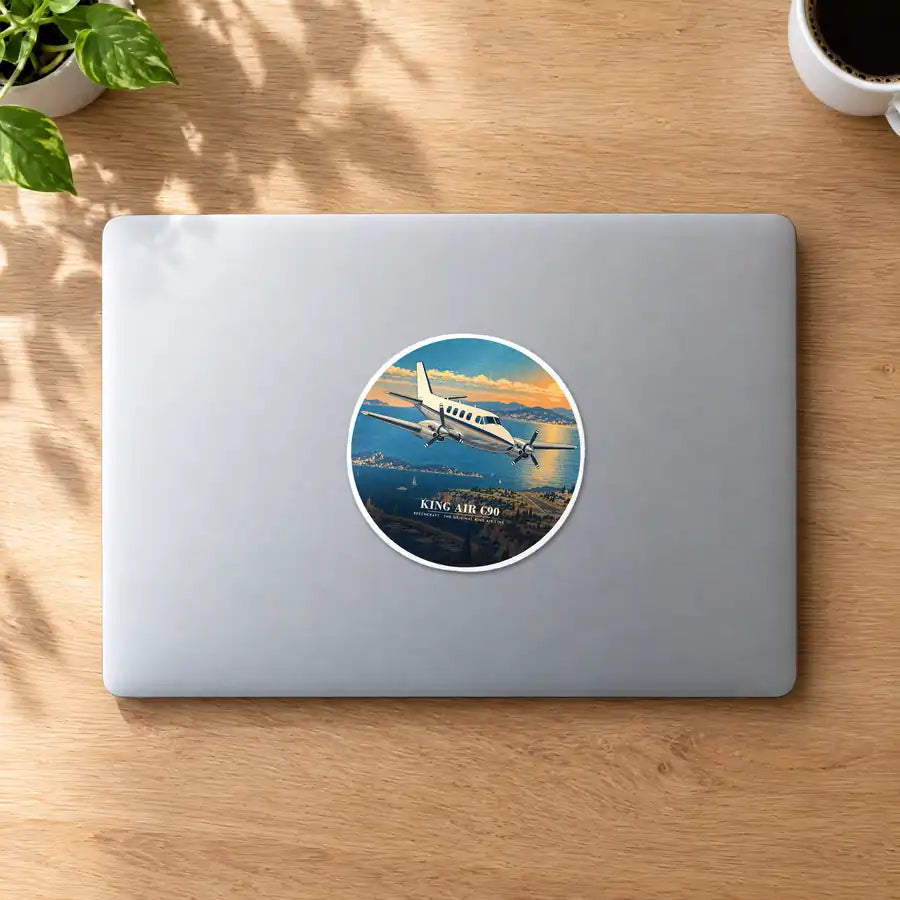 Beechcraft King Air C90 - 3D - Circle Sticker - MacBook