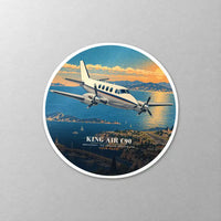 Thumbnail for Beechcraft King Air C90 - 3D + Name - Circle Sticker - Close-up