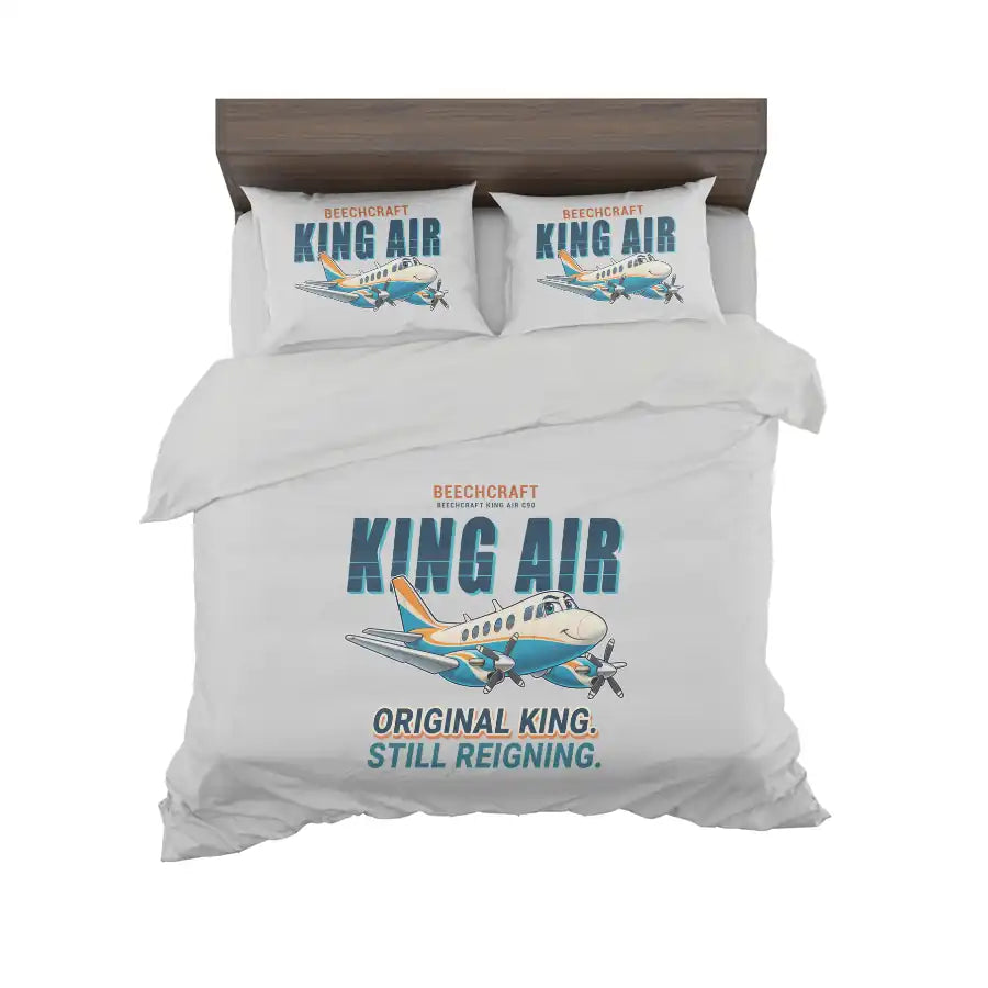 Beechcraft King Air C90 - Cartoon - Bedding Set - Light Gray