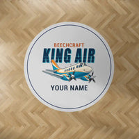 Thumbnail for Beechcraft King Air C90 - Cartoon + Name - Round Carpet - Light Gray