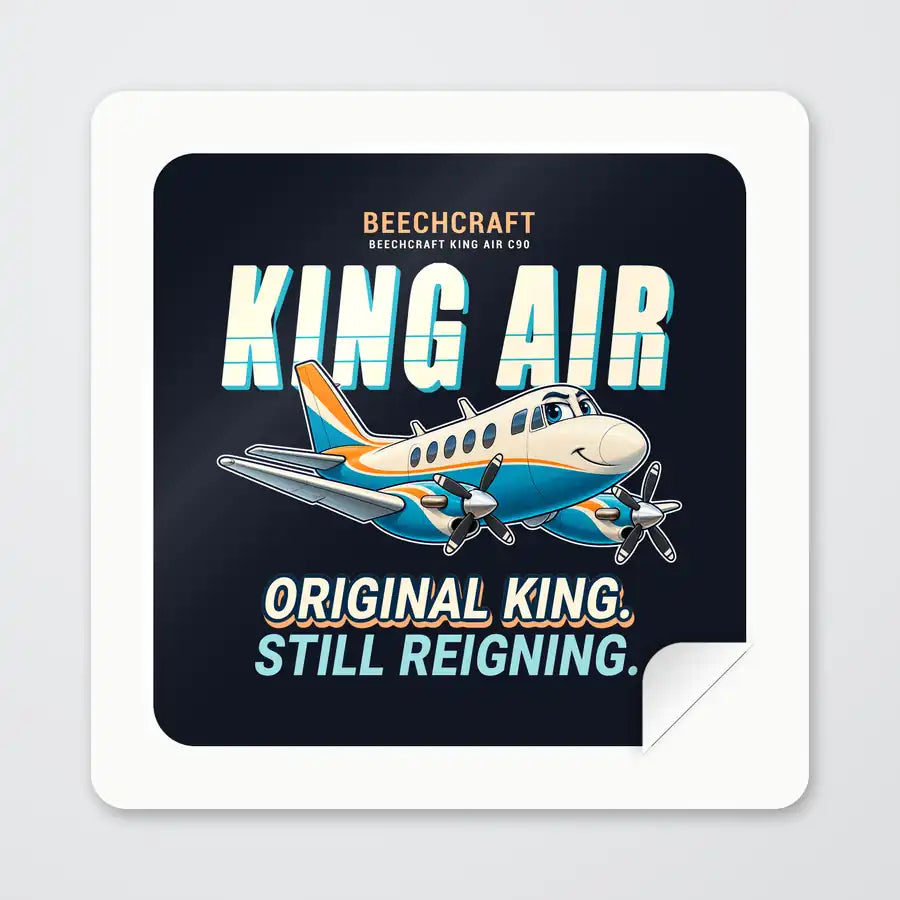 Beechcraft King Air C90 - Cartoon - Square Sticker - Peel