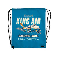 Thumbnail for Beechcraft King Air C90 - Drawstring Bag - Cartoon - Light Blue