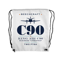 Thumbnail for Beechcraft King Air C90 - Drawstring Bag - Heritage - White
