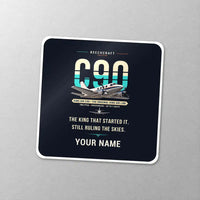 Thumbnail for Beechcraft King Air C90 - Original + Name - Square Sticker - Close-up