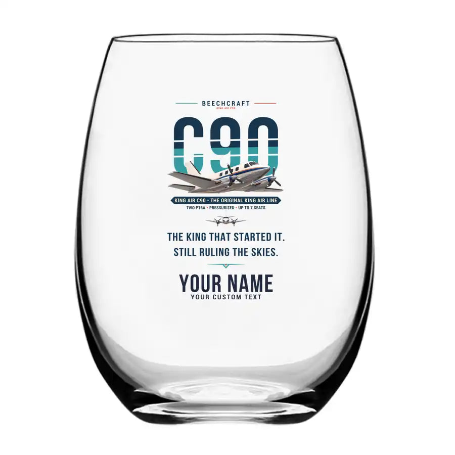 Beechcraft King Air C90 - Original + Name - Water & Drink Glass
