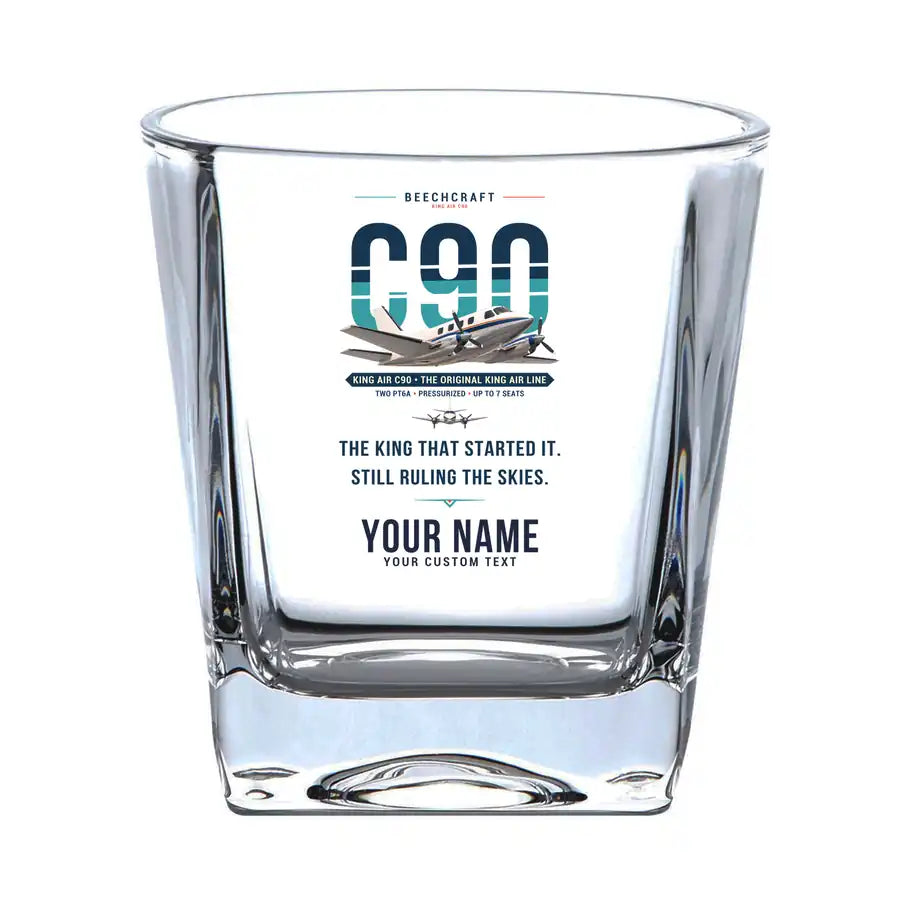 Beechcraft King Air C90 - Original + Name - Whiskey Glass