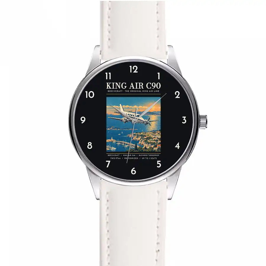 Beechcraft King Air C90 - Poster - Leather Strap - White Leather Strap