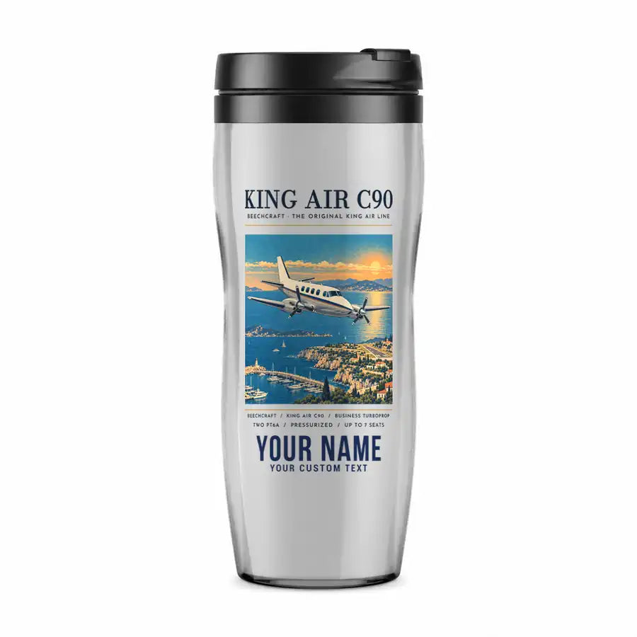 Beechcraft King Air C90 - Poster + Name - Plastic (No Holder) - Light Gray