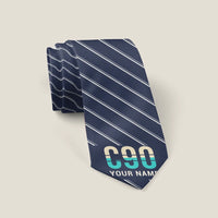 Thumbnail for Beechcraft King Air C90 - Stripe + Name - Tie - Navy Blue