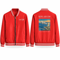 Thumbnail for Beechcraft King Air C90 Stylish Jackets - Baseball Collar - Poster - Red