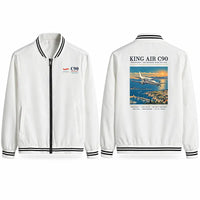 Thumbnail for Beechcraft King Air C90 Stylish Jackets - Baseball Collar - Poster - White