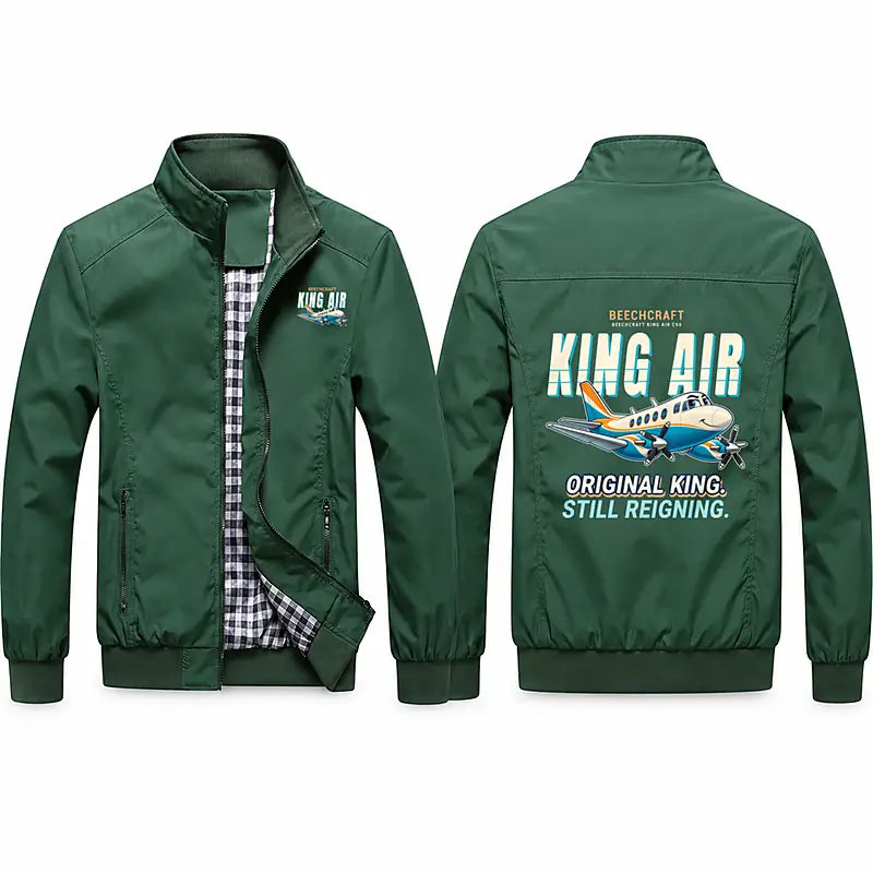 Beechcraft King Air C90 Stylish Jackets - Stand Collar - Cartoon - Green