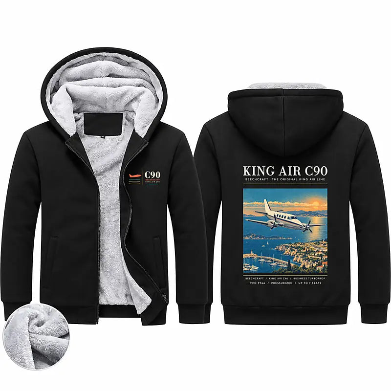 Beechcraft King Air C90 Zipped Sweatshirts - Poster - Black