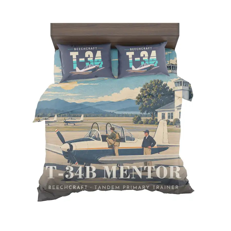 Beechcraft T-34B Mentor - 3D - Bedding Set - Full Print