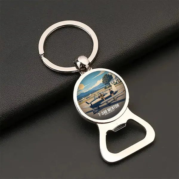 Beechcraft T-34B Mentor - 3D - Bottle Opener Key Chain - Full Print