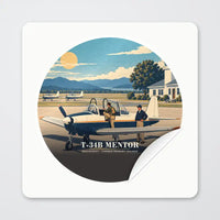Thumbnail for Beechcraft T-34B Mentor - 3D - Circle Sticker - Peel