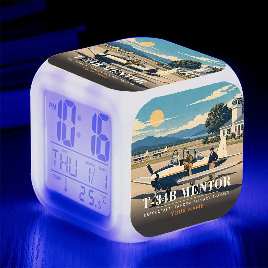 Beechcraft T-34B Mentor - 3D + Name - Alarm Clock