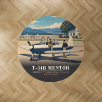 Thumbnail for Beechcraft T-34B Mentor - 3D + Name - Round Carpet - Full Print