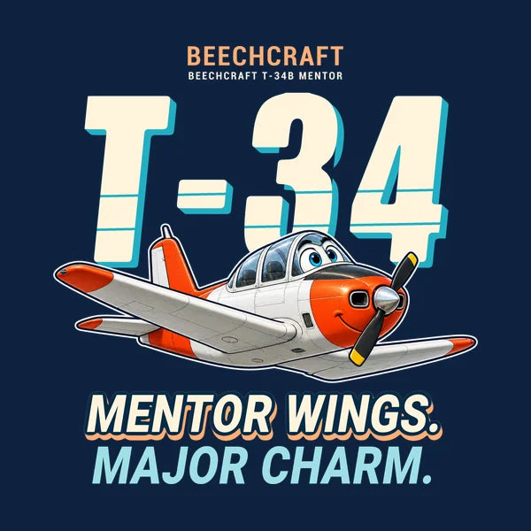 Beechcraft T-34B Mentor - Cartoon - Card