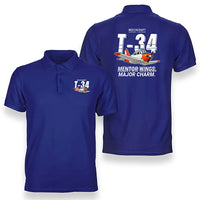 Thumbnail for Beechcraft T-34B Mentor - Cartoon - Double-Side Polo - Blue