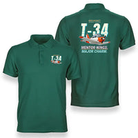 Thumbnail for Beechcraft T-34B Mentor - Cartoon - Double-Side Polo - Green