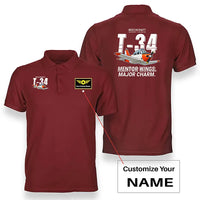 Thumbnail for Beechcraft T-34B Mentor - Cartoon - Double-Side Polo - Red + Name