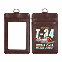 Thumbnail for Beechcraft T-34B Mentor - Cartoon - ID Card Holder - Dark Brown