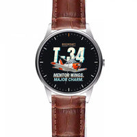 Thumbnail for Beechcraft T-34B Mentor - Cartoon - Leather Strap - Striped Brown Leather Strap