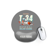 Thumbnail for Beechcraft T-34B Mentor - Cartoon + Name - Ergonomic Mouse Pad - Gray