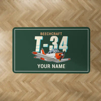 Thumbnail for Beechcraft T-34B Mentor - Cartoon + Name - Rectangle Carpet - Dark Green