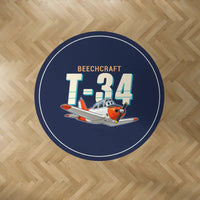 Thumbnail for Beechcraft T-34B Mentor - Cartoon - Round Carpet - Dark Blue