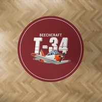 Thumbnail for Beechcraft T-34B Mentor - Cartoon - Round Carpet - Dark Red