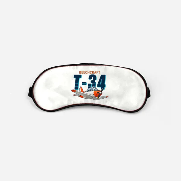 Beechcraft T-34B Mentor - Cartoon - Sleep Mask - White