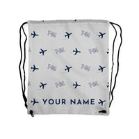 Thumbnail for Beechcraft T-34B Mentor - Drawstring Bag - 3D Pattern + Name - Light Gray