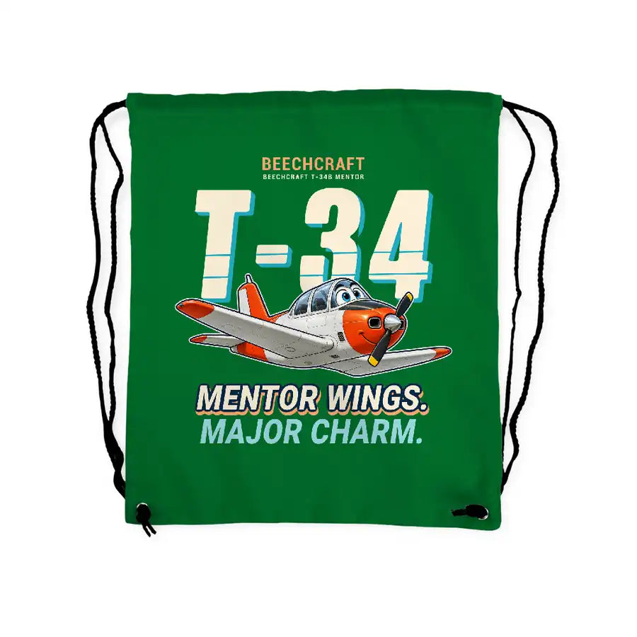 Beechcraft T-34B Mentor - Drawstring Bag - Cartoon - Green