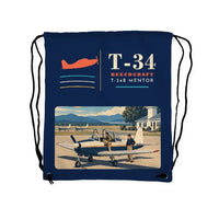 Thumbnail for Beechcraft T-34B Mentor - Drawstring Bag - Classic - Dark Blue