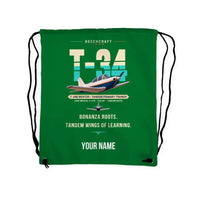 Thumbnail for Beechcraft T-34B Mentor - Drawstring Bag - Original + Name - Green