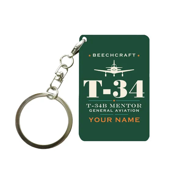 Beechcraft T-34B Mentor - Heritage + Name - Key Chain - Dark Green