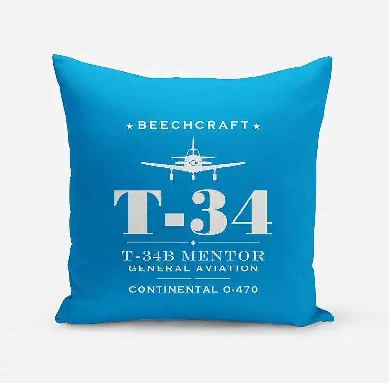 Beechcraft T-34B Mentor - Heritage - Pillow - Turquoise