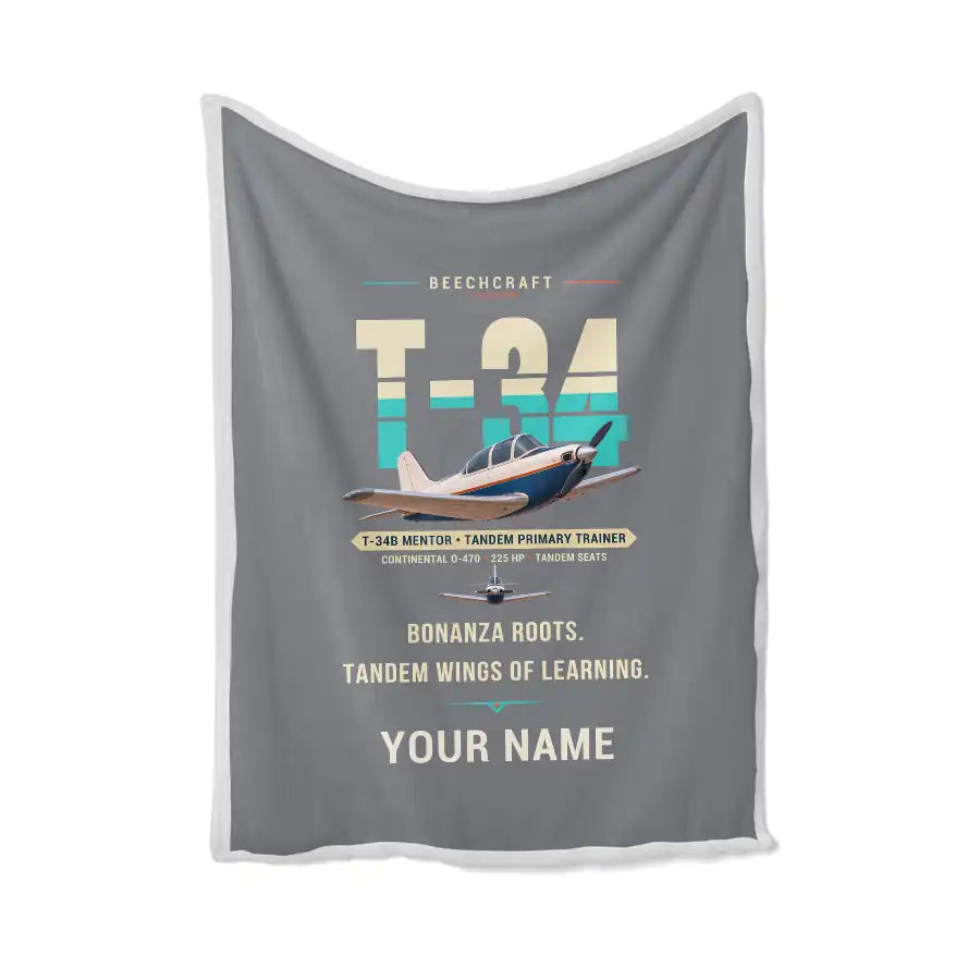 Beechcraft T-34B Mentor - Original + Name - Blanket - Gray