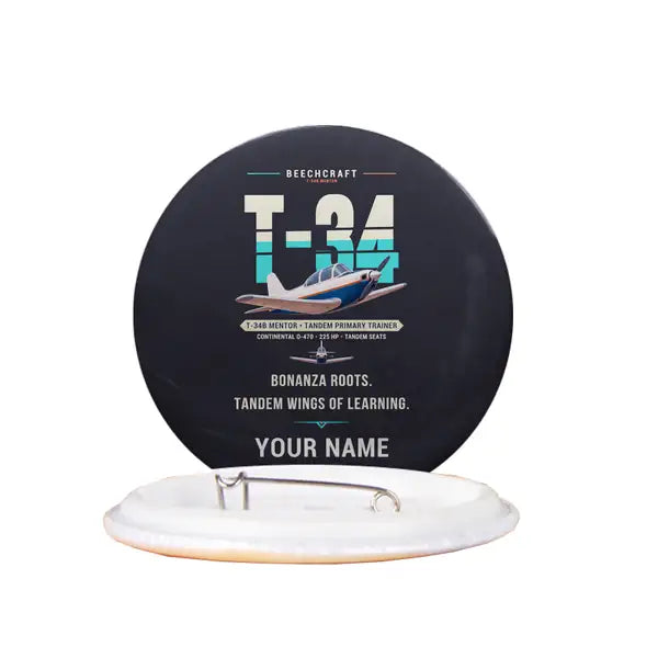 Beechcraft T-34B Mentor - Original + Name - Pin - Black