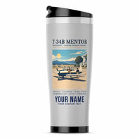 Thumbnail for Beechcraft T-34B Mentor - Poster + Name - Stainless Steel (No Holder) - Light Gray