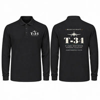 Thumbnail for Beechcraft T-34B Mentor Premium Polo T-Shirts - Heritage - Long Sleeve - Black