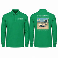 Thumbnail for Beechcraft T-34B Mentor Premium Polo T-Shirts - Poster - Long Sleeve - Green