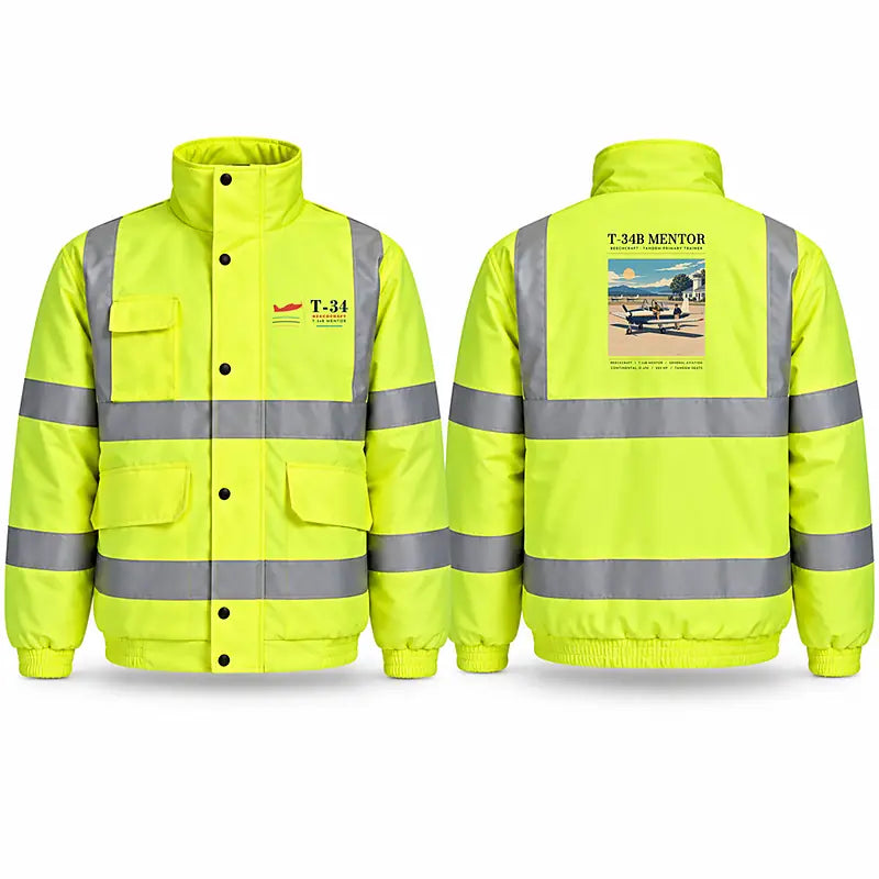 Beechcraft T-34B Mentor Reflective Winter Jackets - Poster - Fluorescent Yellow