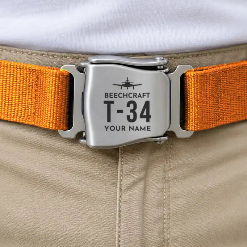 Beechcraft T-34B Mentor - Seat Belt - Heritage + Name - Orange
